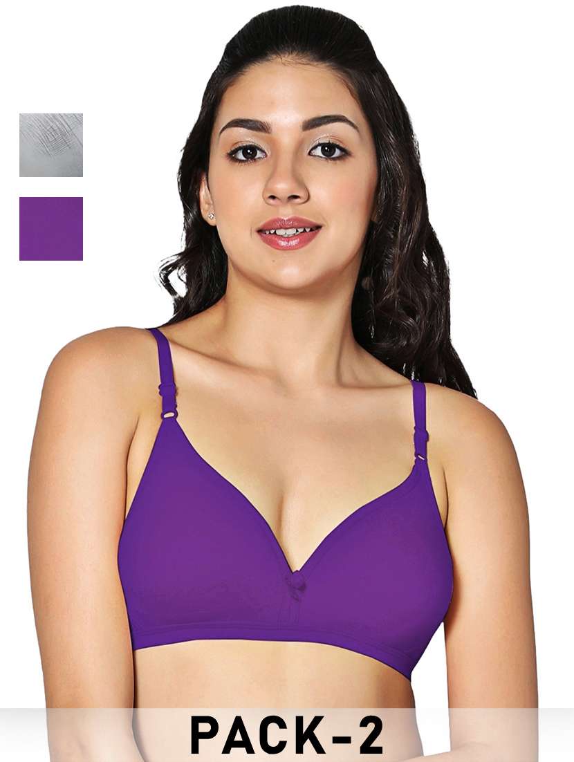 women pack of 2 solid non padded bra