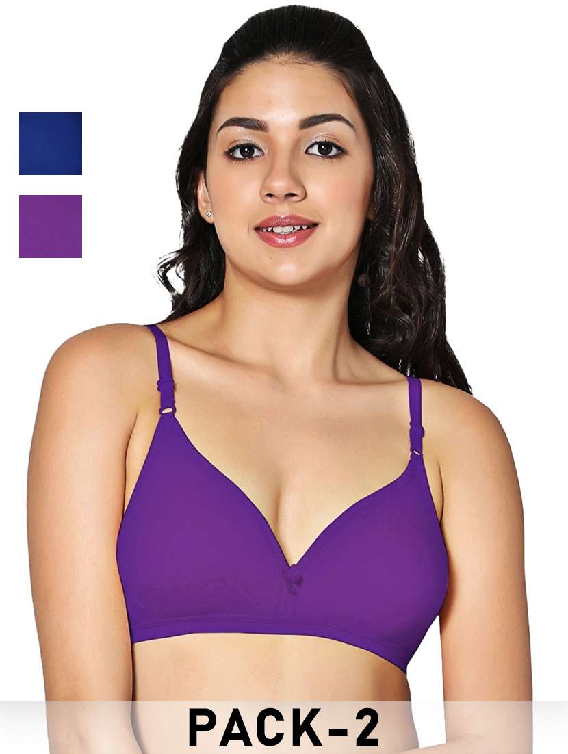women pack of 2 solid non padded bra