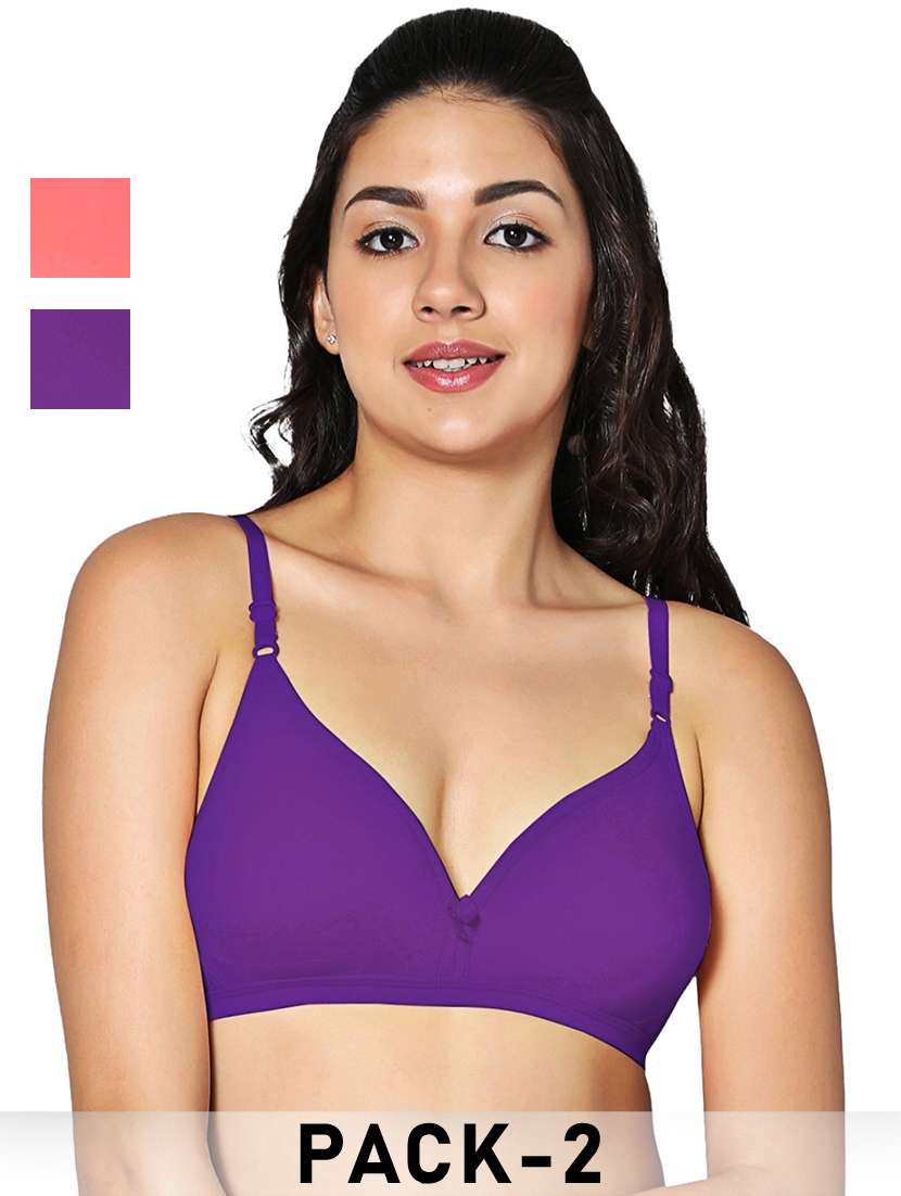 women pack of 2 solid non padded bra