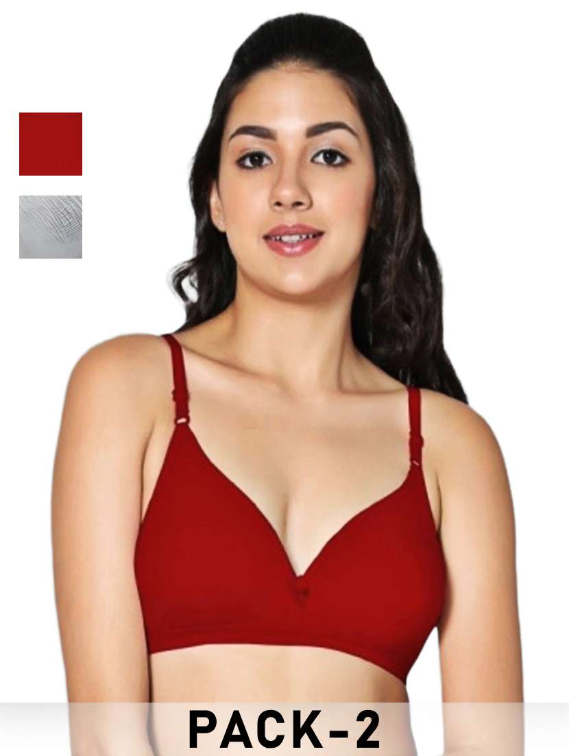 women pack of 2 solid non padded bra