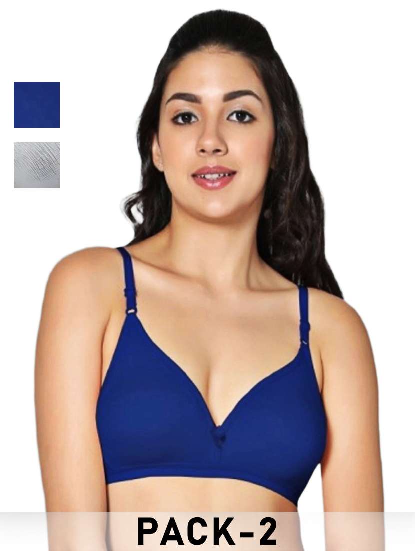 women pack of 2 solid non padded bra