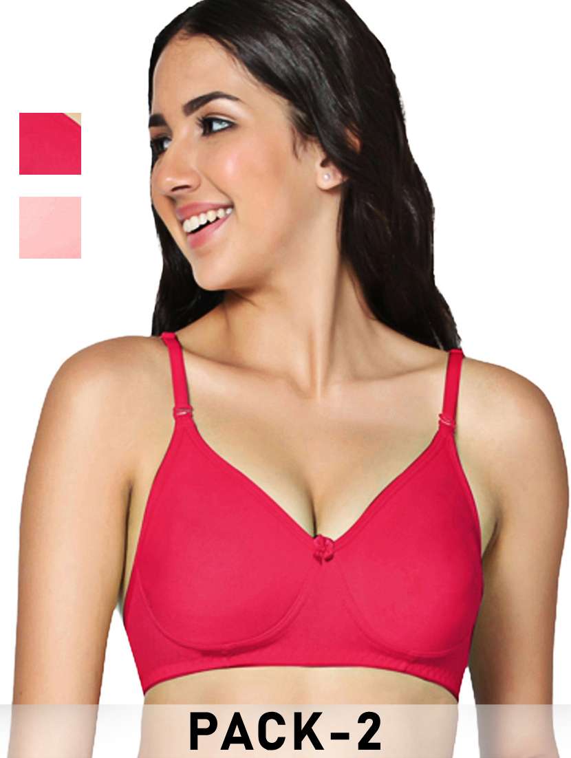 women pack of 2 solid lightly padded bra