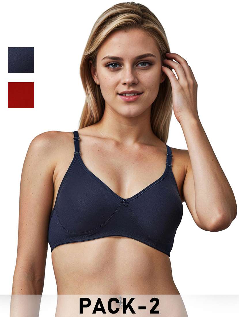 women pack of 2 solid lightly padded bra