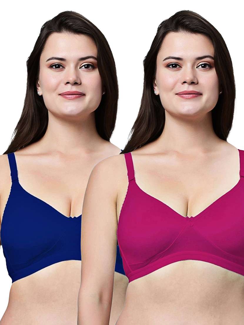 women pack of 2 solid full coverage t-shirt bra