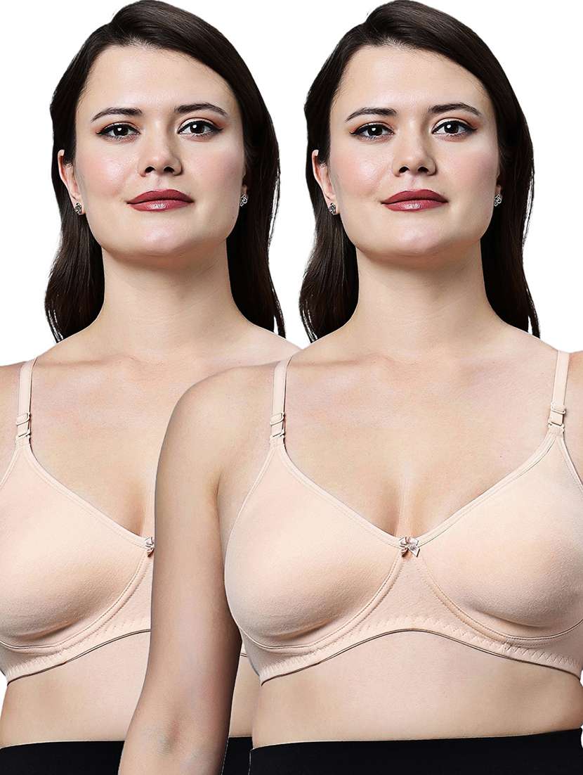 women pack of 2 solid full coverage t-shirt bra