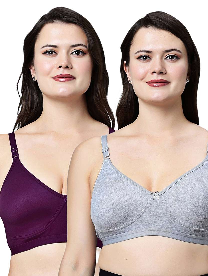 women pack of 2 solid full coverage t-shirt bra