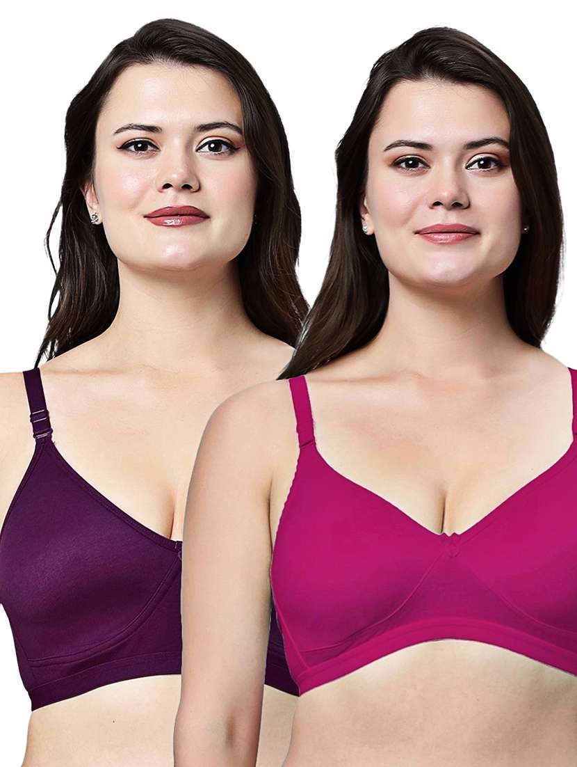 women pack of 2 solid full coverage t-shirt bra