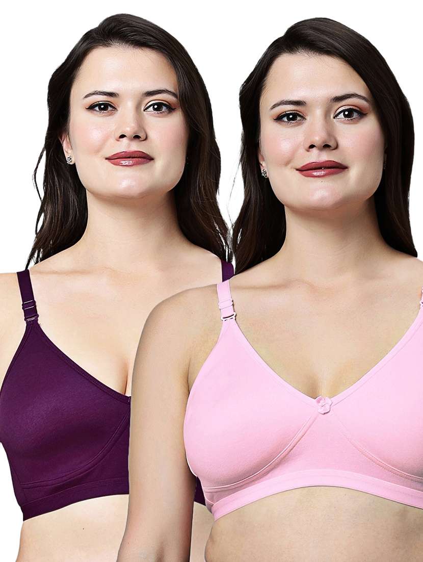 women pack of 2 solid full coverage t-shirt bra