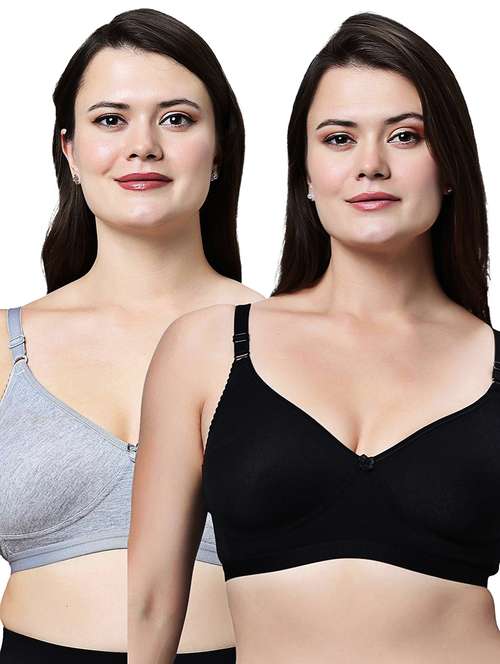 women pack of 2 solid non wired t-shirt bra - 21991042 -  Standard Image - 0
