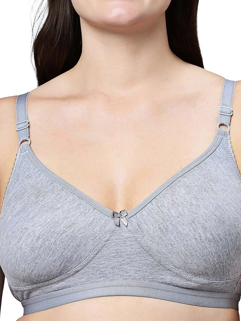 wome grey solid non wired t-shirt bra - 21991049 -  Standard Image - 3