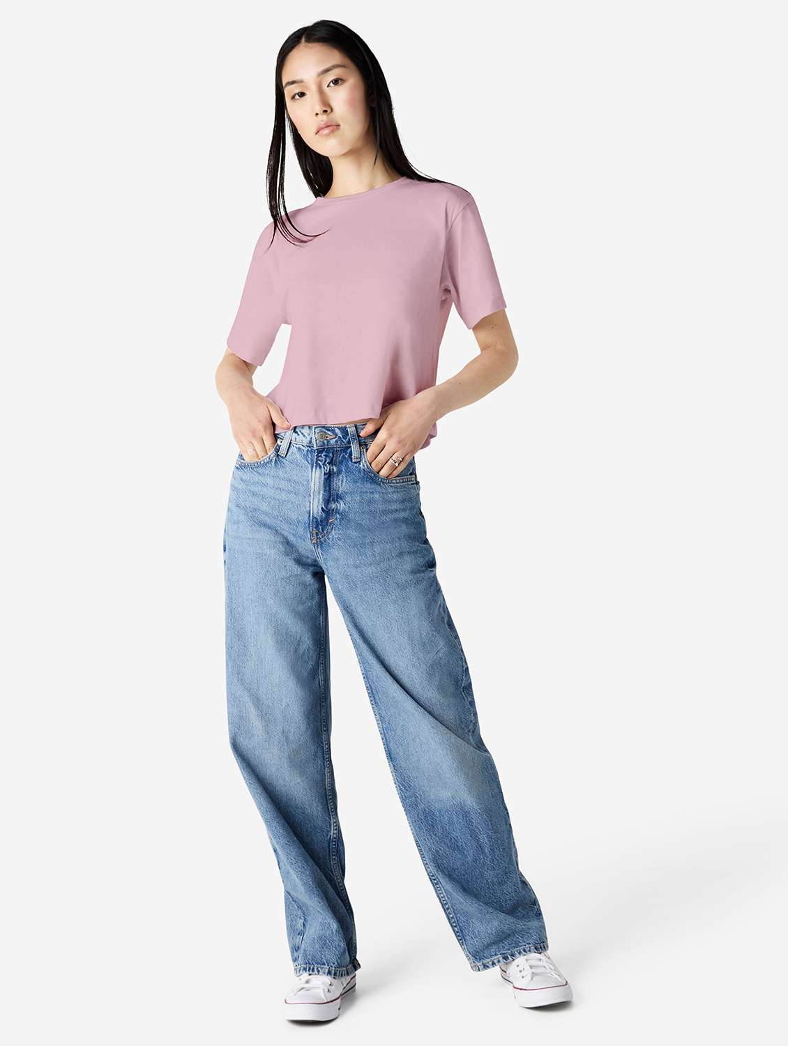 women solid short sleeve boxy t-shirt - 21991080 -  Standard Image - 3