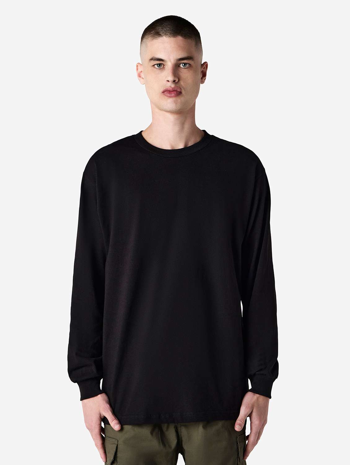 unisex solid long sleeve relaxed fit t-shirt - 21991170 - Zoom Image - 0