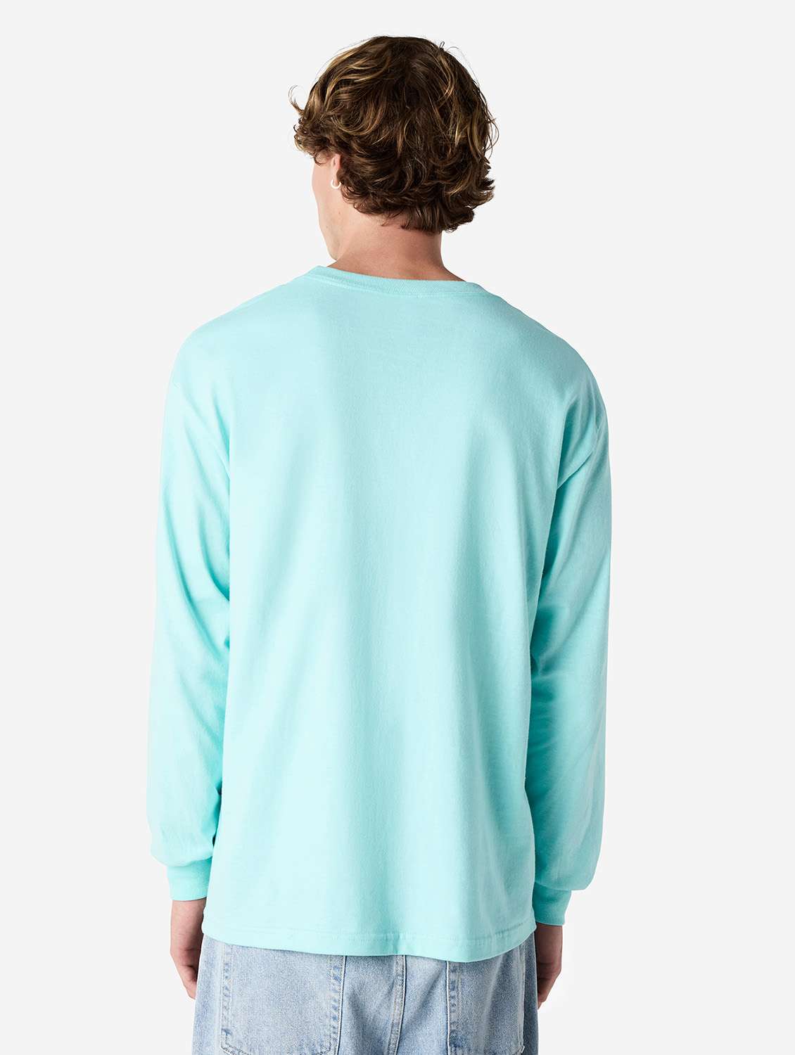 unisex solid long sleeve relaxed fit t-shirt - 21991171 -  Standard Image - 3
