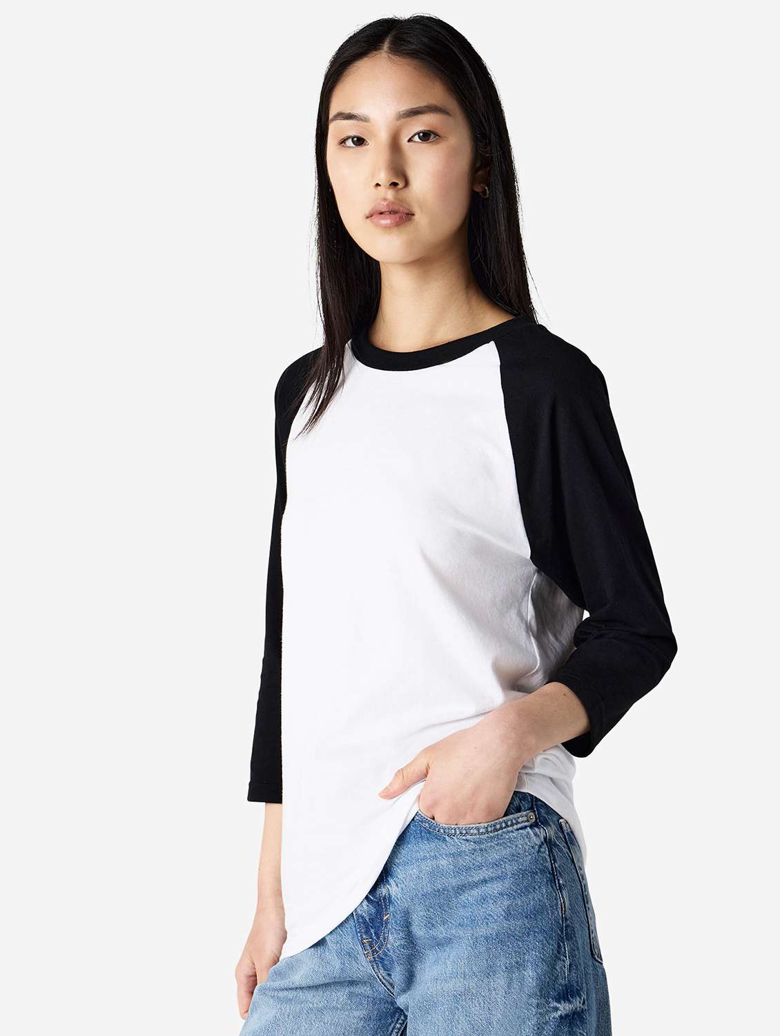 unisex color block long sleeve regular fit t-shirt - 21991177 - Zoom Image - 0