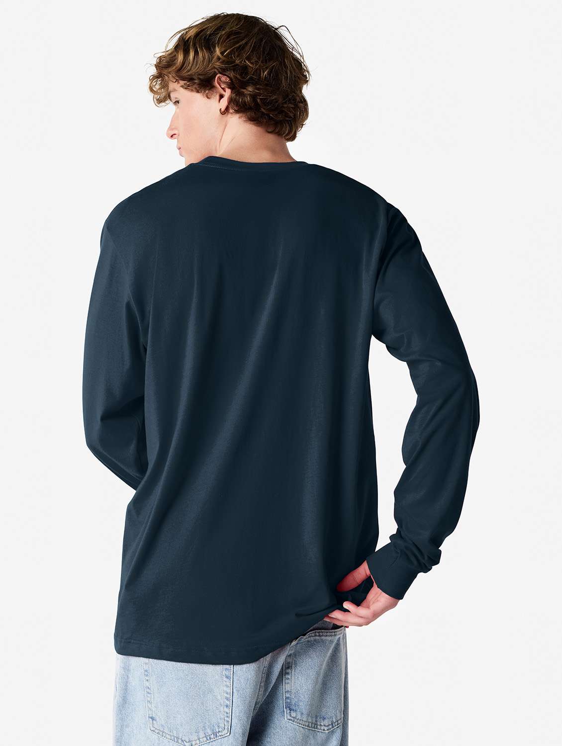 unisex solid long sleeve relaxed fit t-shirt - 21991179 - Standard Image - 3