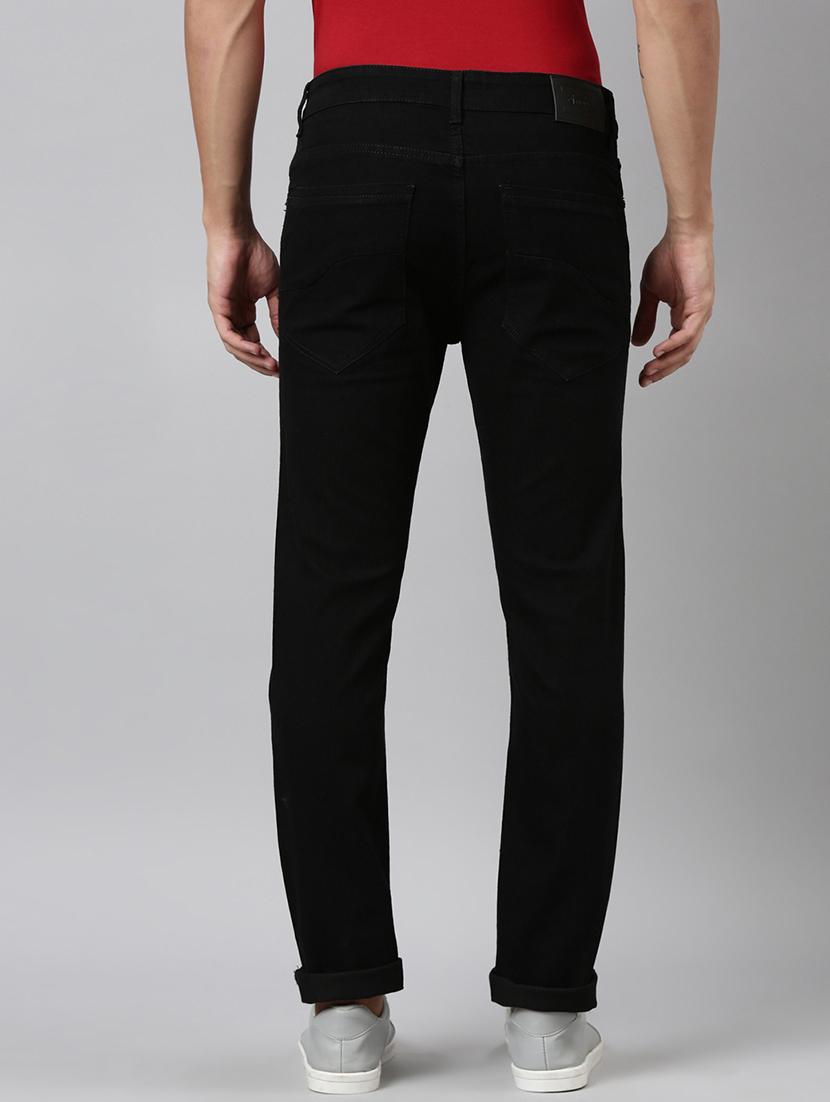 men black plain mid rise full length jeans - 21991191 - Standard Image - 3