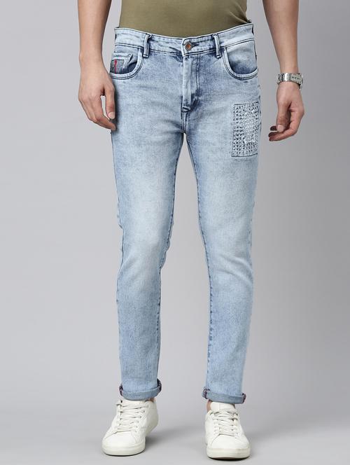 men washed mid rise full length jeans - 21991192 - Standard Image - 0