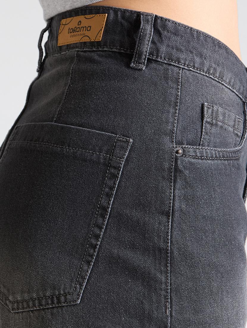 women washed high rise denim bermuda short - 21991221 - Standard Image - 5