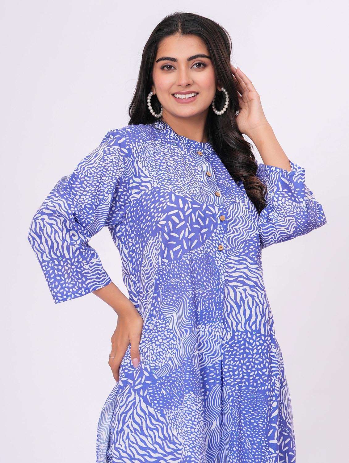 women abstract long sleeve ethnic co-ord set - 21991263 - Standard Image - 5