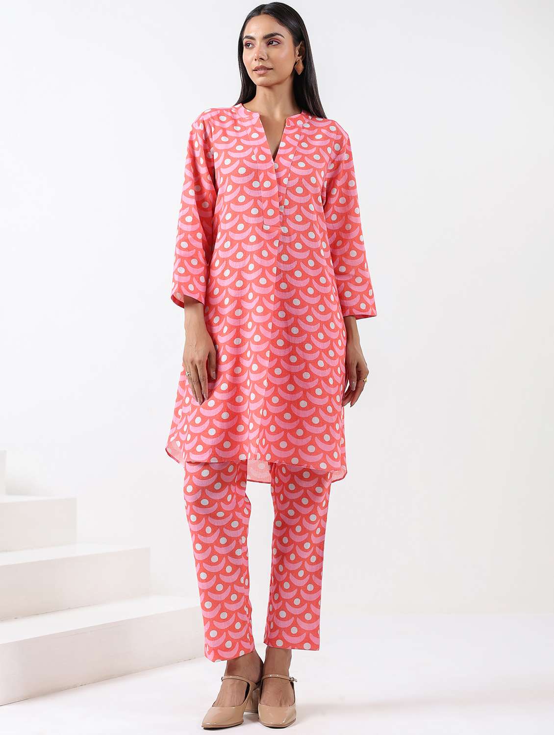 women printed long sleeve ethnic co-ord set - 21991264 -  Zoom Image - 0