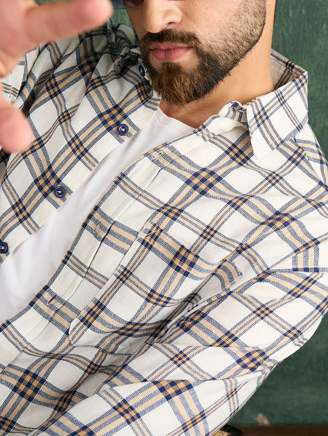 men checkered collared long sleeve oversized shirt - 21991272 - Standard Image - 5