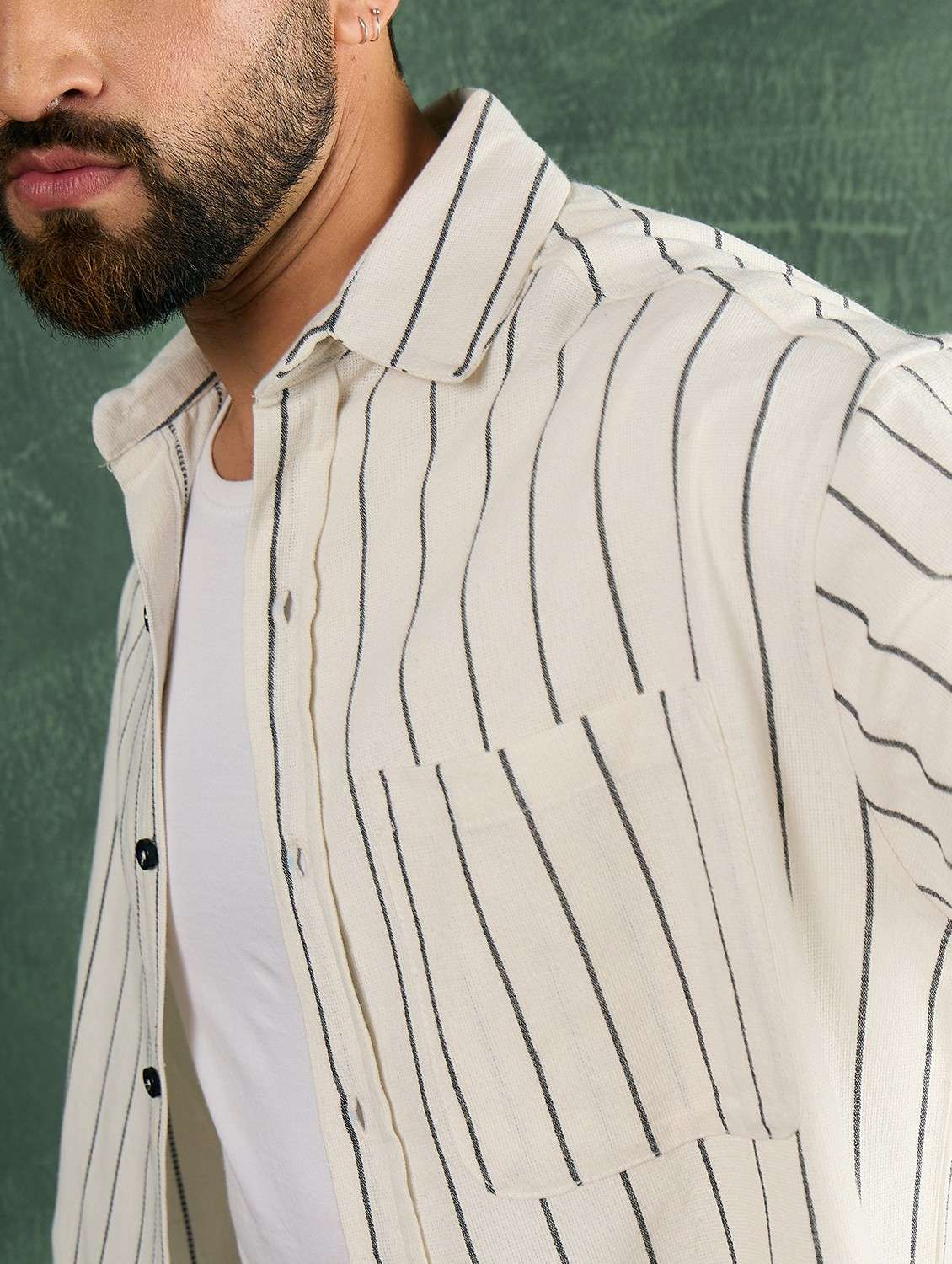 men striped collared long sleeve oversized shirt - 21991273 -  Standard Image - 5