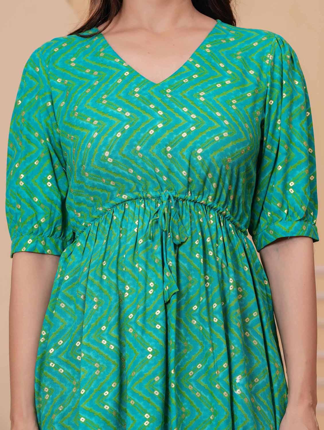 women printed puff sleeve peplum top - 21991352 - Standard Image - 5