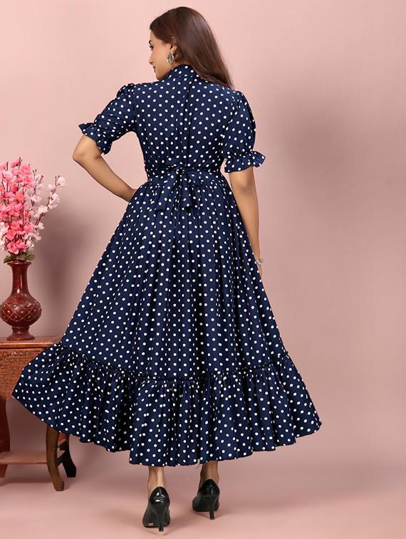 women polka doted puff sleeve tiered dress - 21991360 - Standard Image - 3