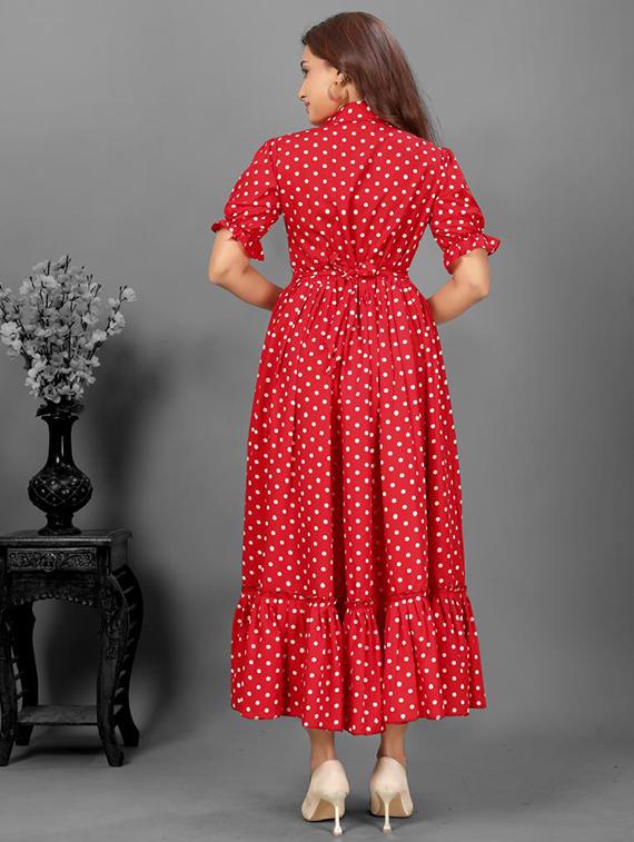 women polka doted collared tiered dress - 21991361 - Standard Image - 3