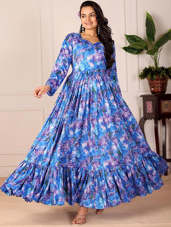 women printed long sleeve tiered maxi dress - 21991371 -  Zoom Image - 0