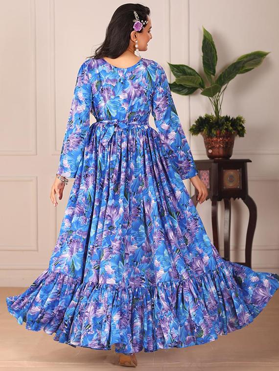 women printed long sleeve tiered maxi dress - 21991371 - Standard Image - 3