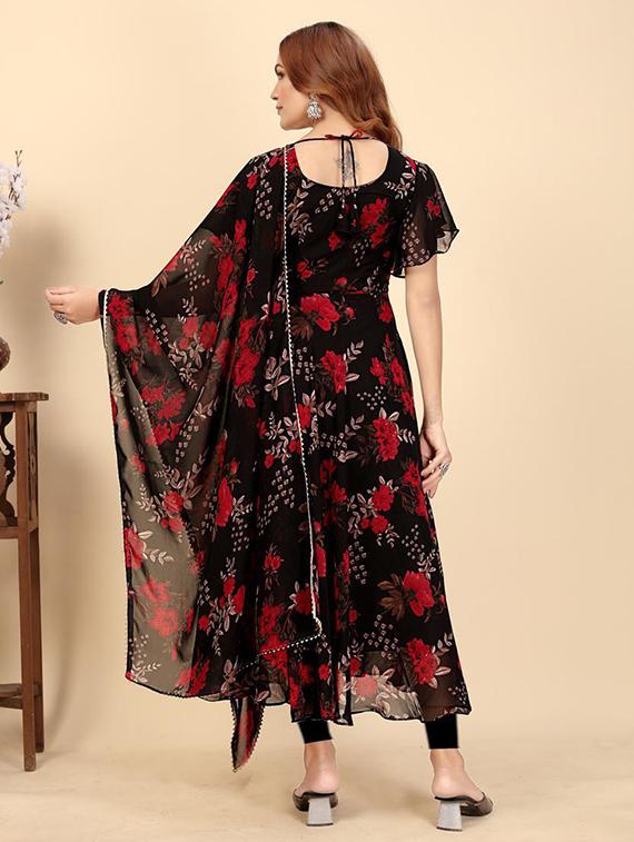 women floral print flared sleeve kurta and dupatta set - 21991373 - Standard Image - 3
