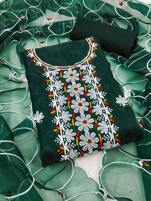 women solid with work embroidered unstitched suit set - 21991401 -  Standard Image - 0