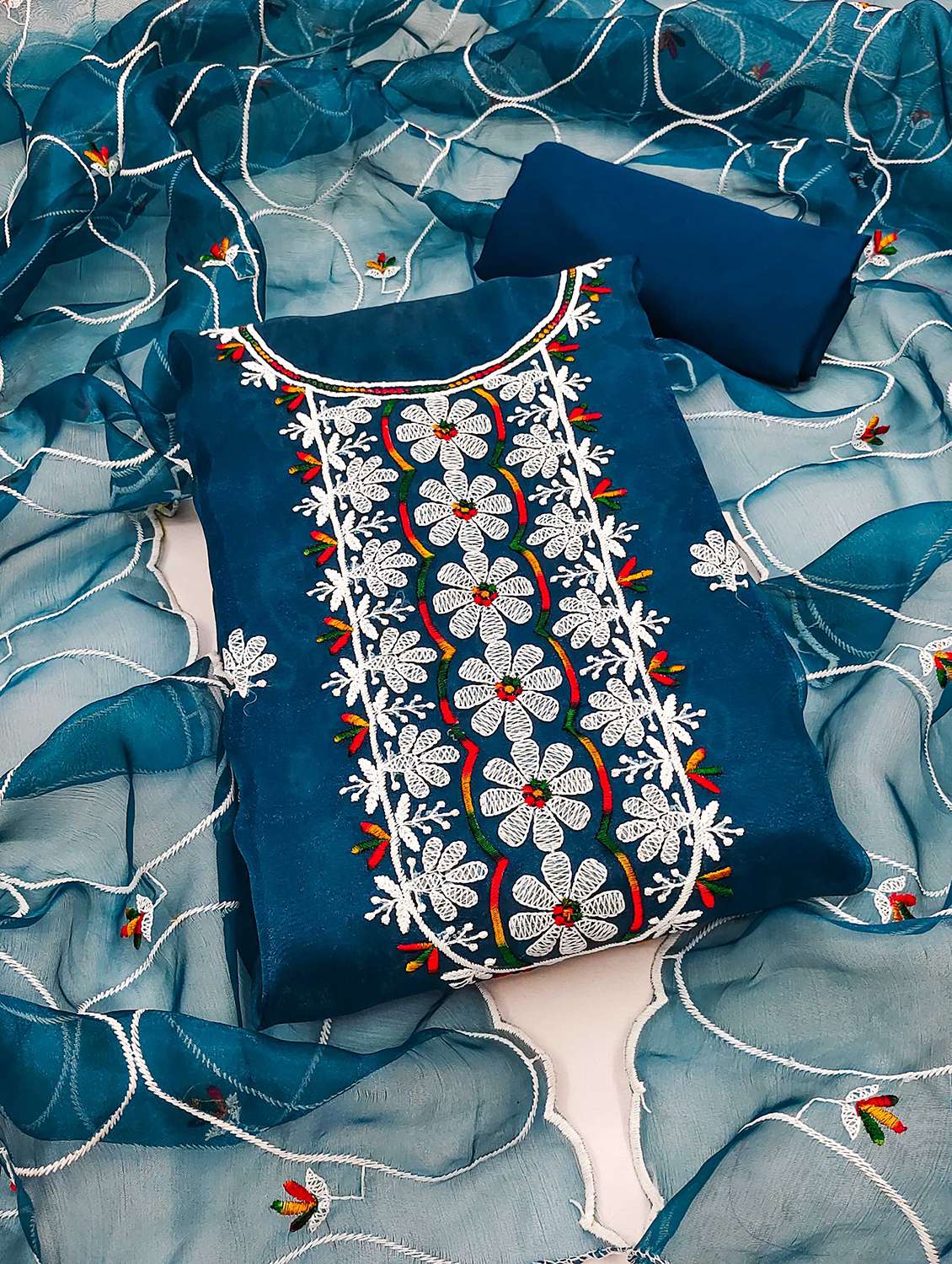 women solid with work embroidered unstitched suit set - 21991403 -  Zoom Image - 0