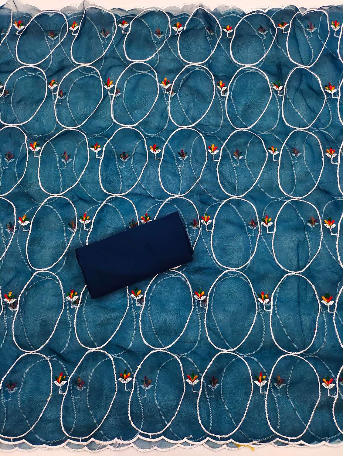 women solid with work embroidered unstitched suit set - 21991403 -  Standard Image - 3