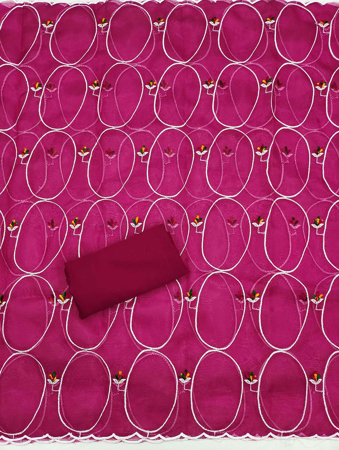 women solid with work embroidered unstitched suit set - 21991404 -  Standard Image - 3