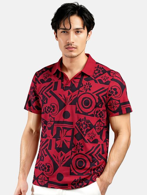 men printed short sleeve regular fit polo t-shirt - 21991608 -  Standard Image - 0