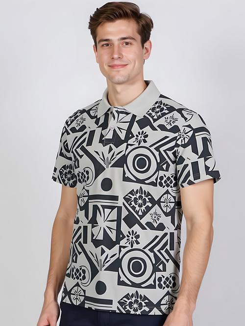 men printed short sleeve regular fit polo t-shirt - 21991609 -  Standard Image - 0