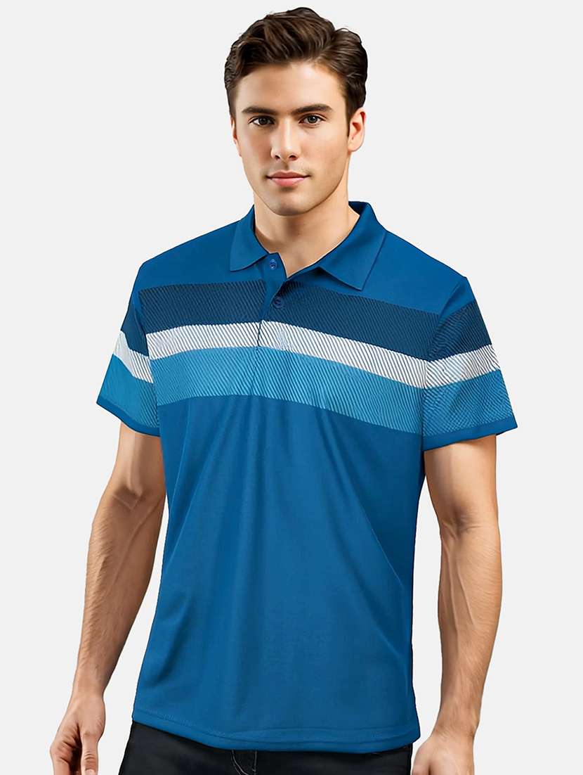 men striped short sleeve regular fit polo t-shirt