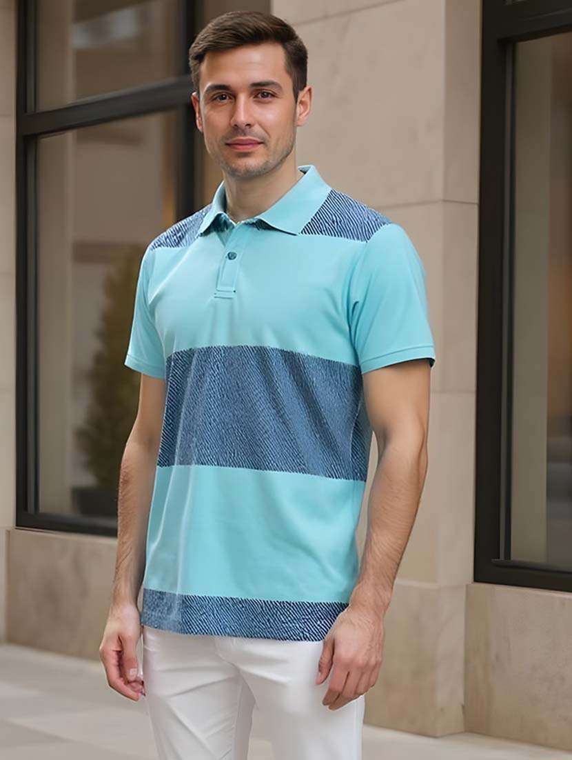 men color block short sleeve regular fit polo t-shirt - 21991614 -  Zoom Image - 0