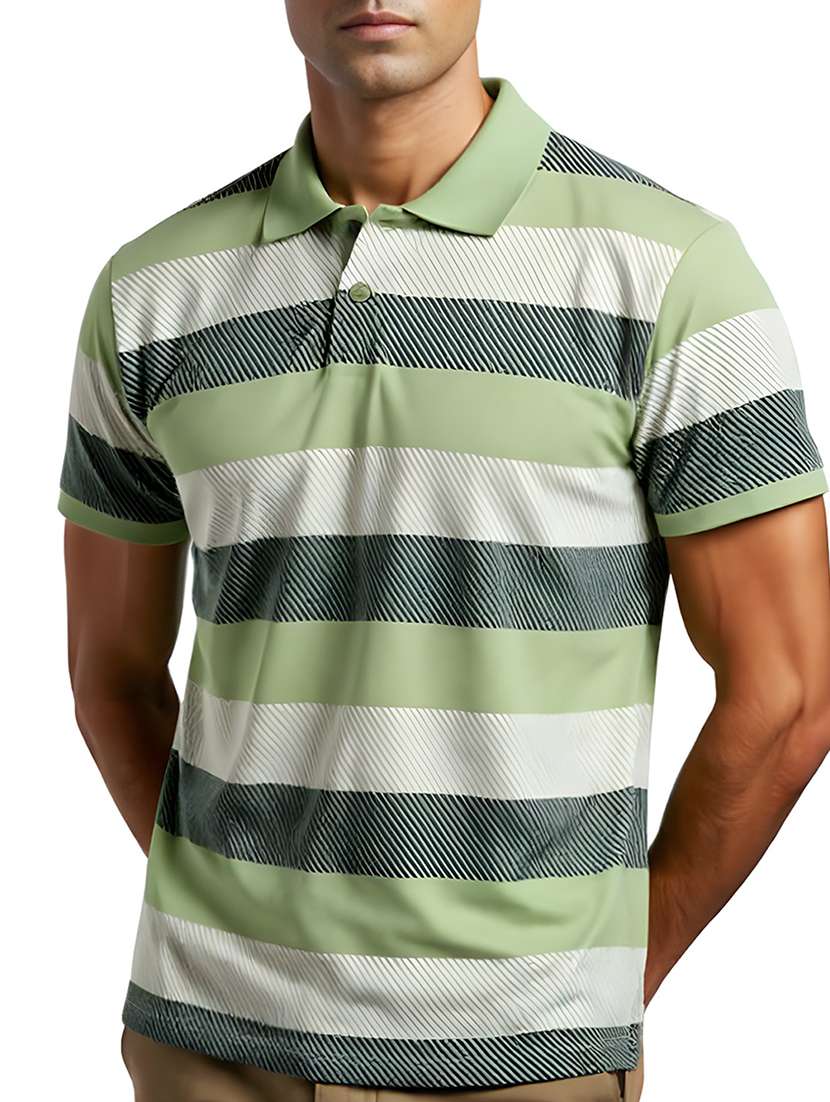 men striped short sleeve regular fit polo t-shirt - 21991616 -  Standard Image - 3