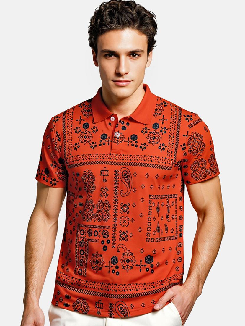 men printed short sleeve regular fit polo t-shirt - 21991618 -  Zoom Image - 0