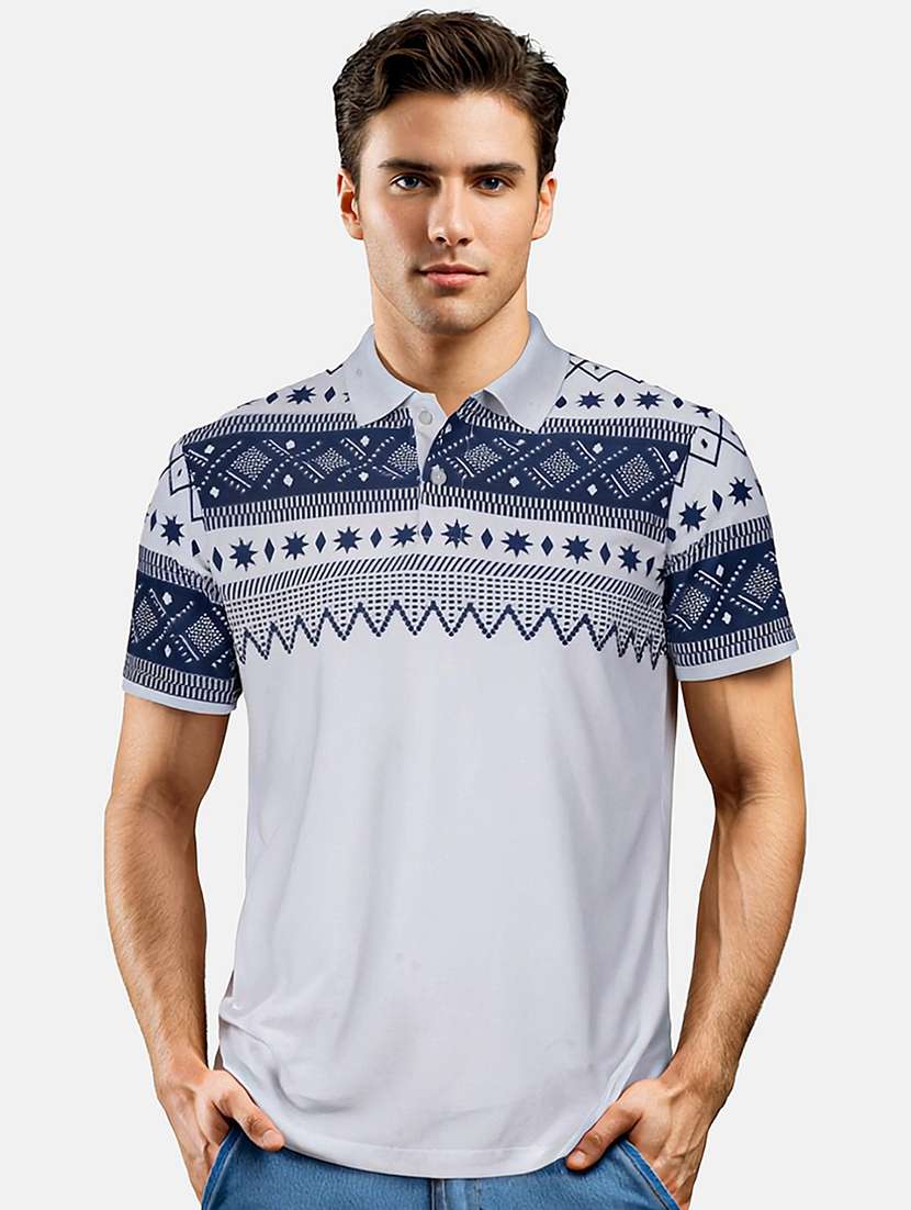 men printed short sleeve regular fit polo t-shirt