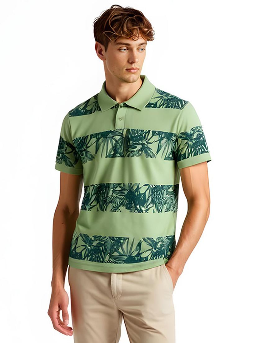 men printed short sleeve regular fit polo t-shirt