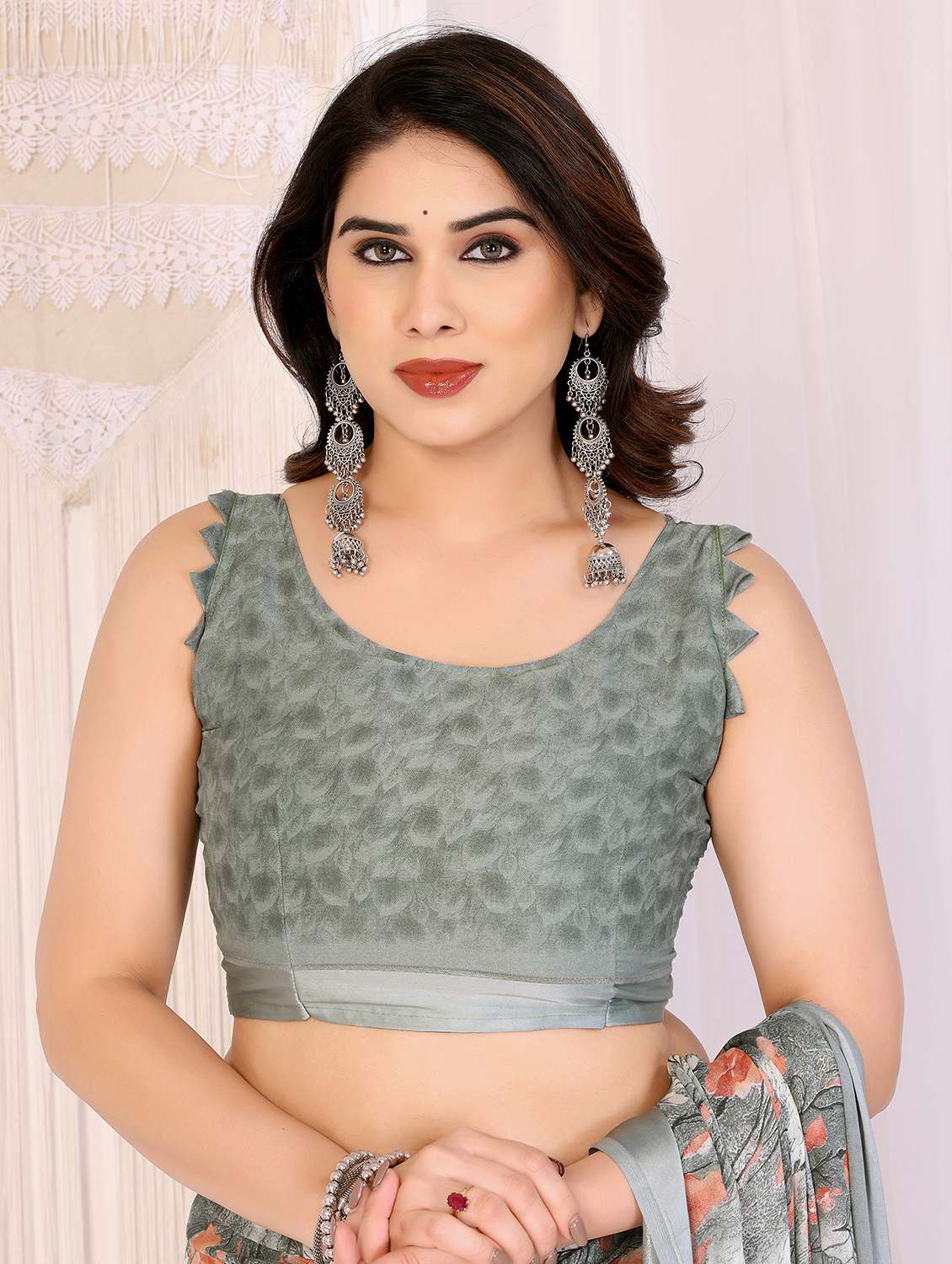 women floral printed saree with blouse - 21991634 -  Standard Image - 5