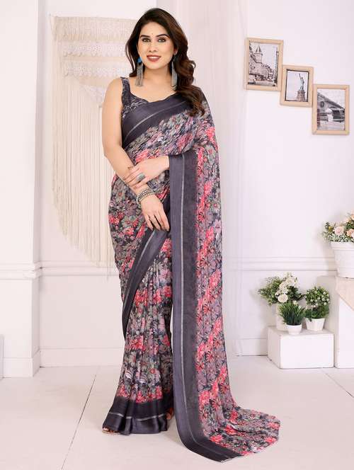 women floral printed saree with blouse - 21991636 -  Standard Image - 0