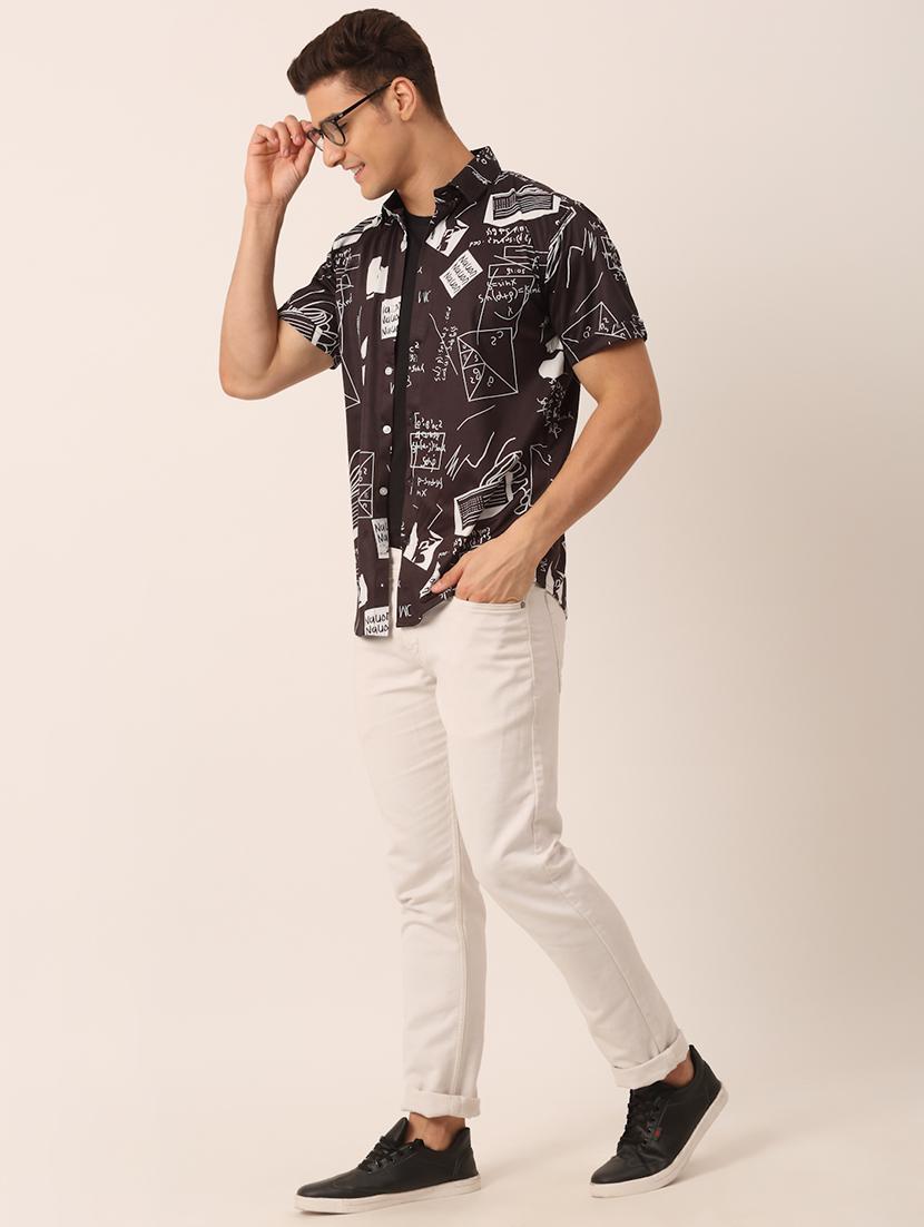 men printed short sleeve regular fit casual shirt - 21991667 - Standard Image - 3