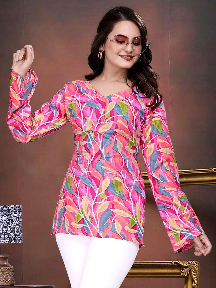 women printed bell sleeve straighgt kurti - 21991803 -  Zoom Image - 0