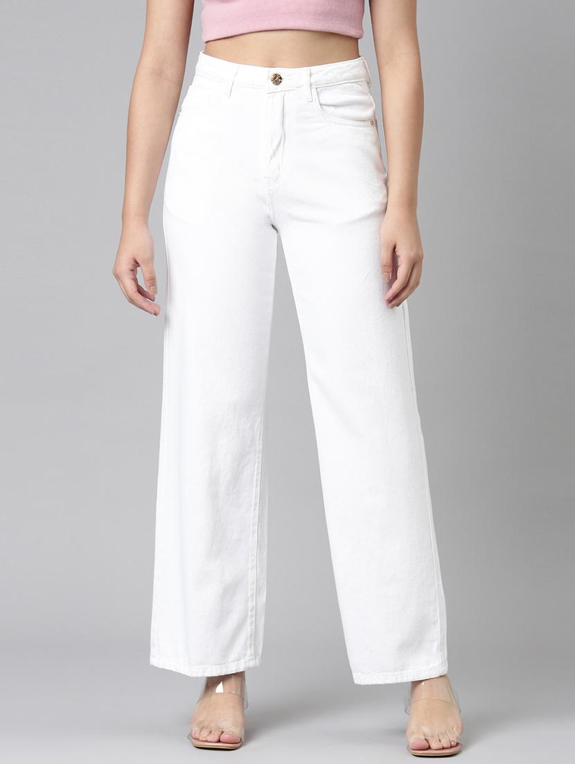 women solid high rise wide leg jean - 21991807 - Zoom Image - 0