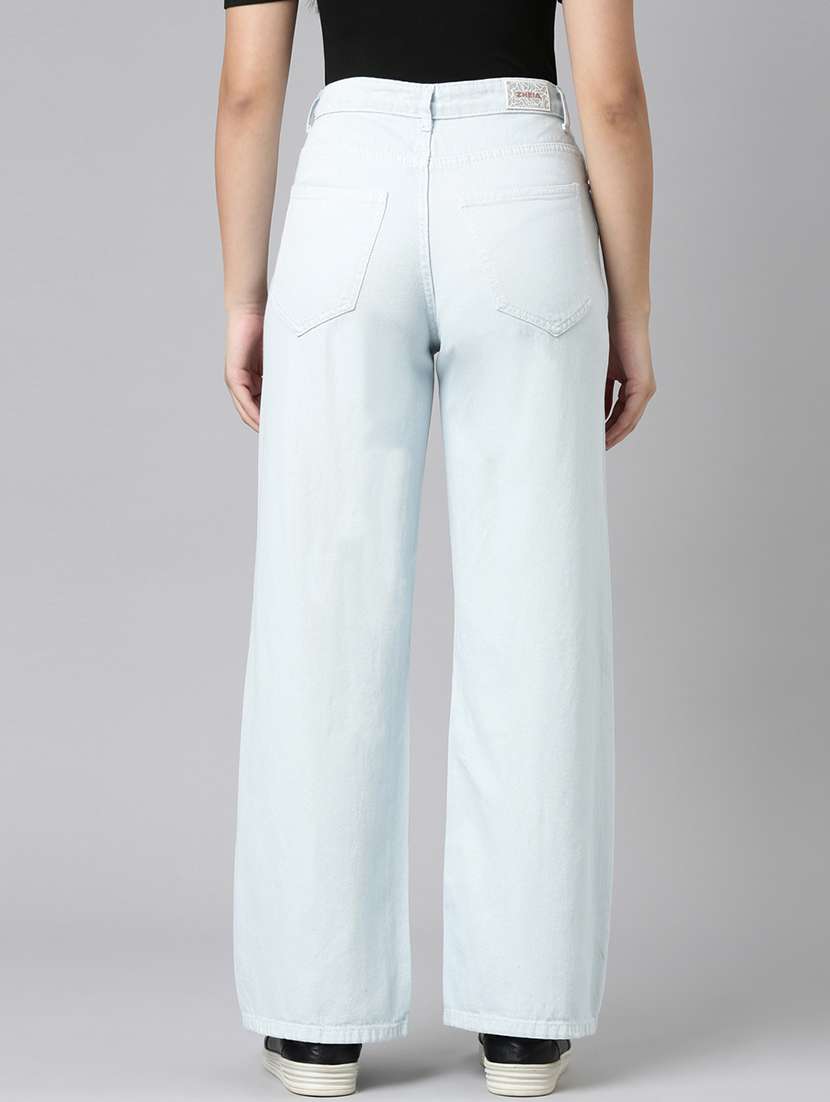 women solid high rise wide leg jean - 21991808 -  Standard Image - 3